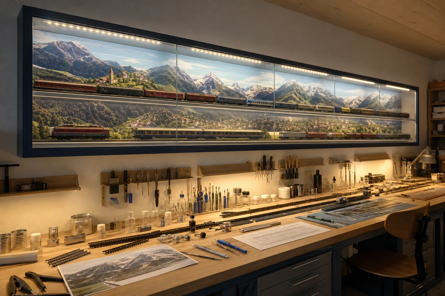 Projection conceptuelle d'une vitrine grand format en atelier